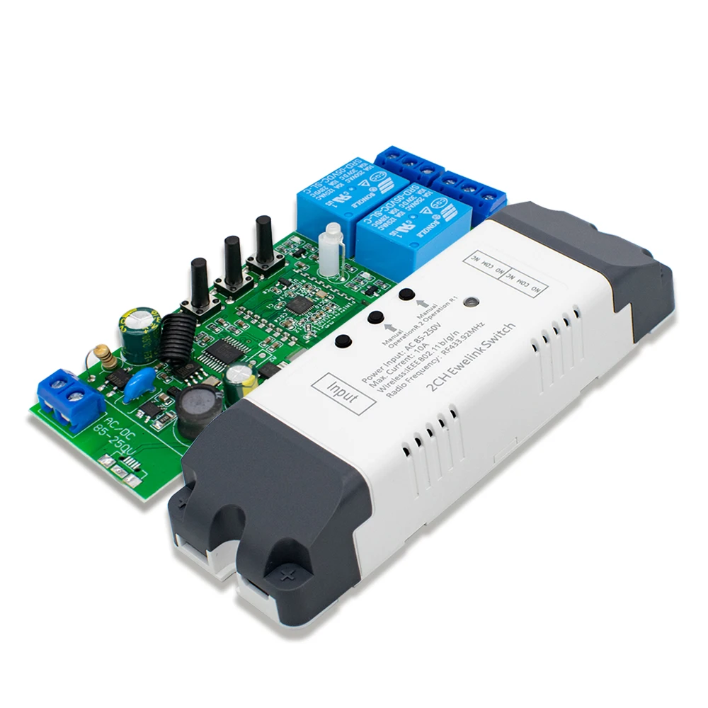 2CH Wifi Smart Switch Module Relay Ewelink APP Receiver AC DC 7-32V 85-250V RF433 Inching Self-locking Switch for Alexa Google