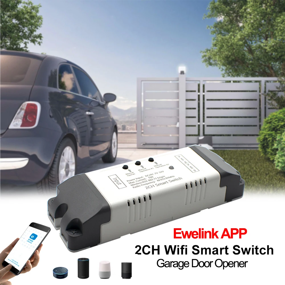2CH Wifi Smart Switch Module Relay Ewelink APP Receiver AC DC 7-32V 85-250V RF433 Inching Self-locking Switch for Alexa Google