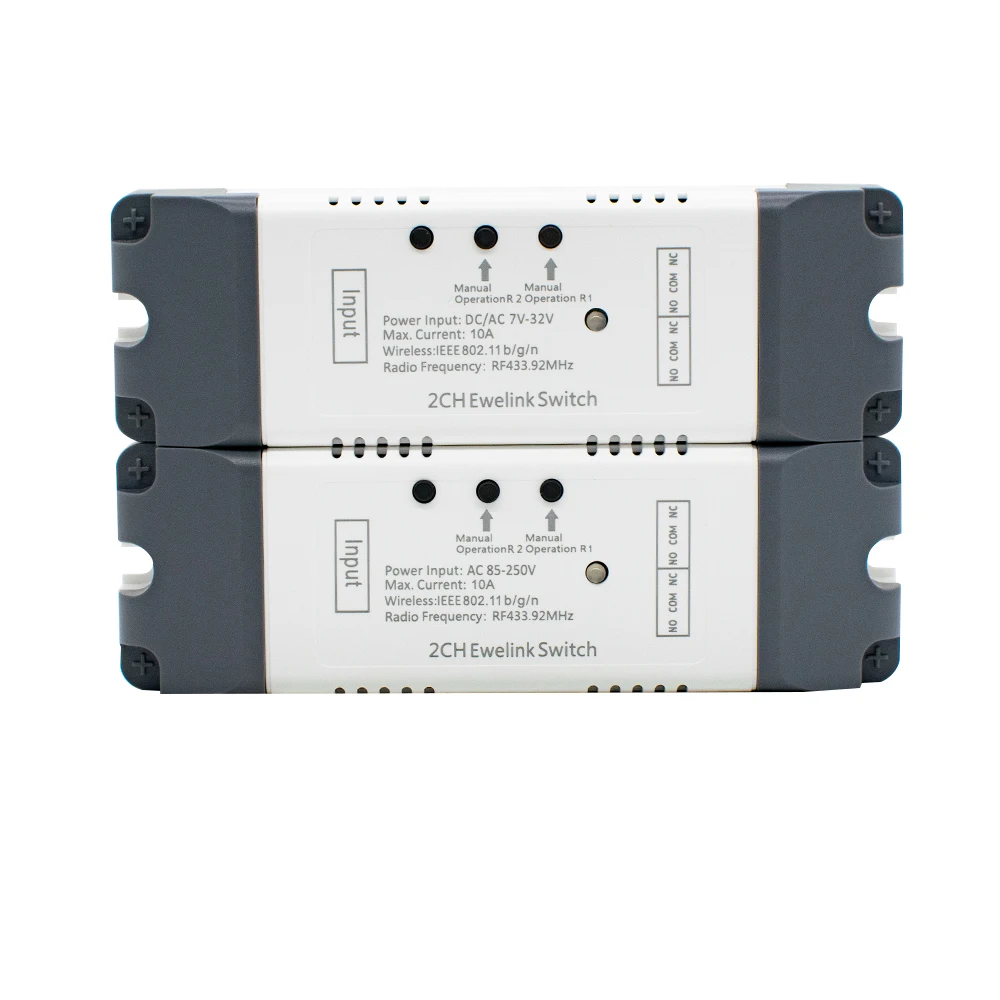 2CH Wifi Smart Switch Module Relay Ewelink APP Receiver AC DC 7-32V 85-250V RF433 Inching Self-locking Switch for Alexa Google