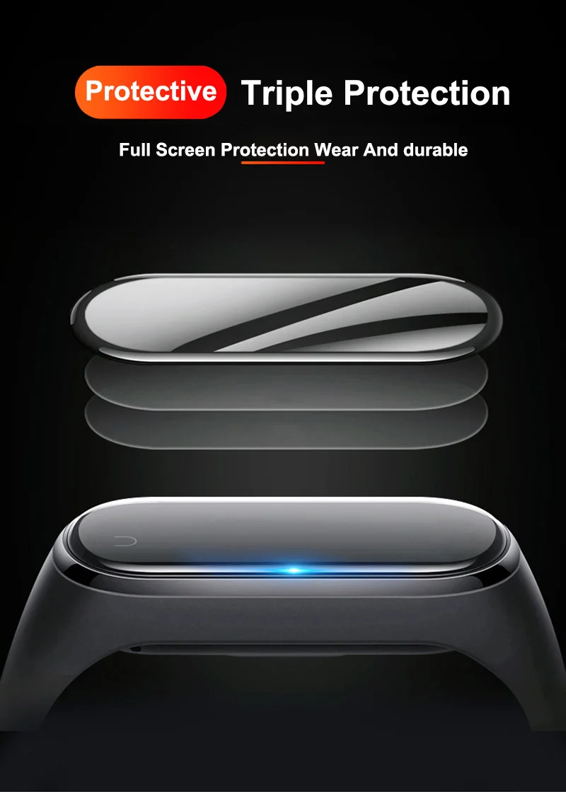 999D Film Glass For Xiaomi Mi Band 8 7 6 5 4 Screen Protector Mi band 6 5 Smart Watchband Full Protective Cover