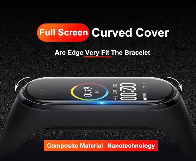 999D Film Glass For Xiaomi Mi Band 8 7 6 5 4 Screen Protector Mi band 6 5 Smart Watchband Full Protective Cover