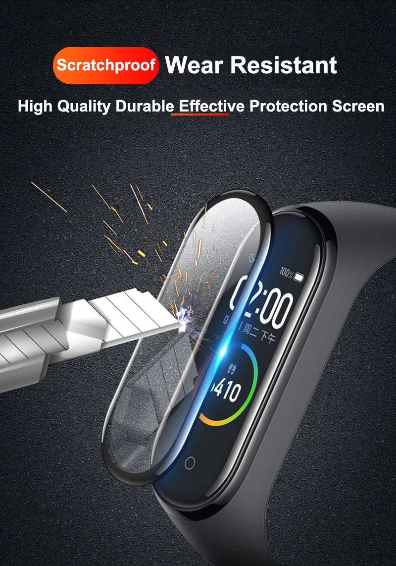 999D Film Glass For Xiaomi Mi Band 8 7 6 5 4 Screen Protector Mi band 6 5 Smart Watchband Full Protective Cover