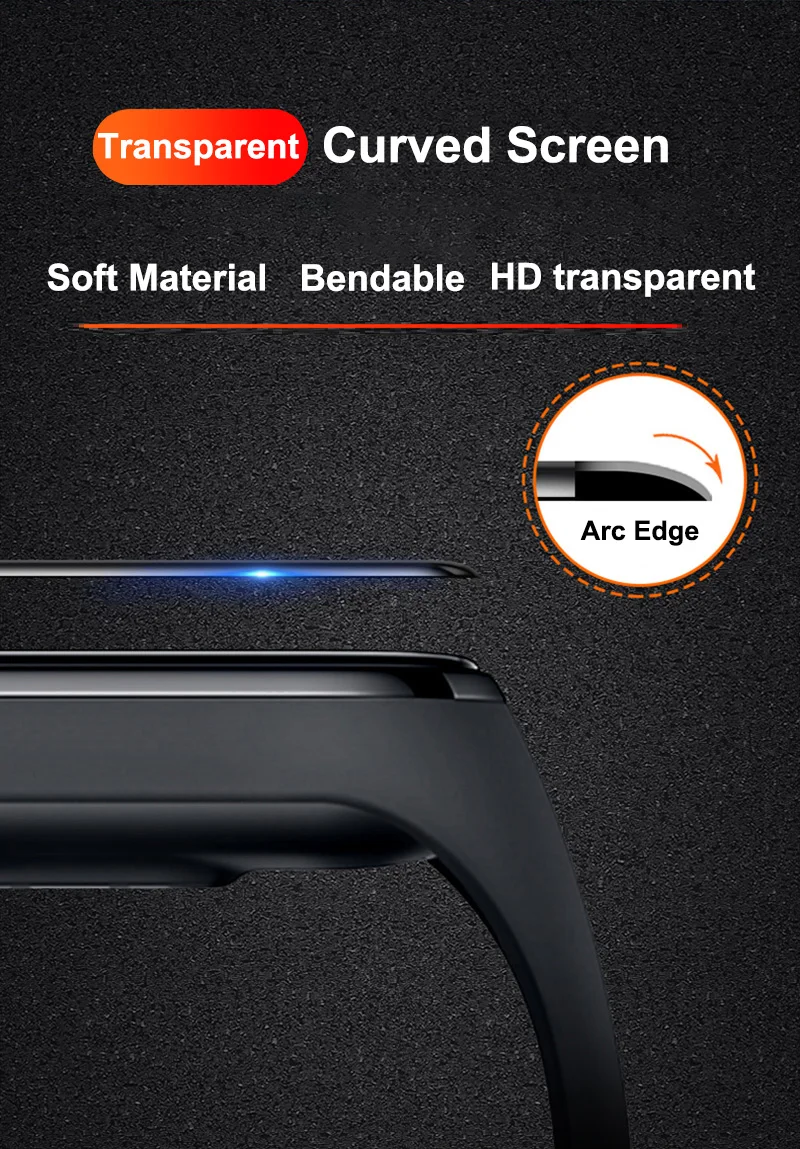 999D Film Glass For Xiaomi Mi Band 8 7 6 5 4 Screen Protector Mi band 6 5 Smart Watchband Full Protective Cover