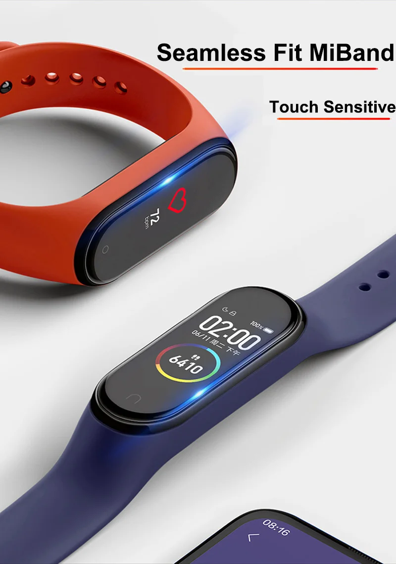 999D Film Glass For Xiaomi Mi Band 8 7 6 5 4 Screen Protector Mi band 6 5 Smart Watchband Full Protective Cover