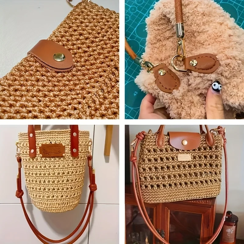 Five-Piece DIY Woven Bag Accessories Set, Pu Leather Adjustable Buckle, Gourd-Shaped Clasp, Fashionable Pu Leather Shoulder Strap, Includes Handmade Materials, DIY Wallet Making Kit