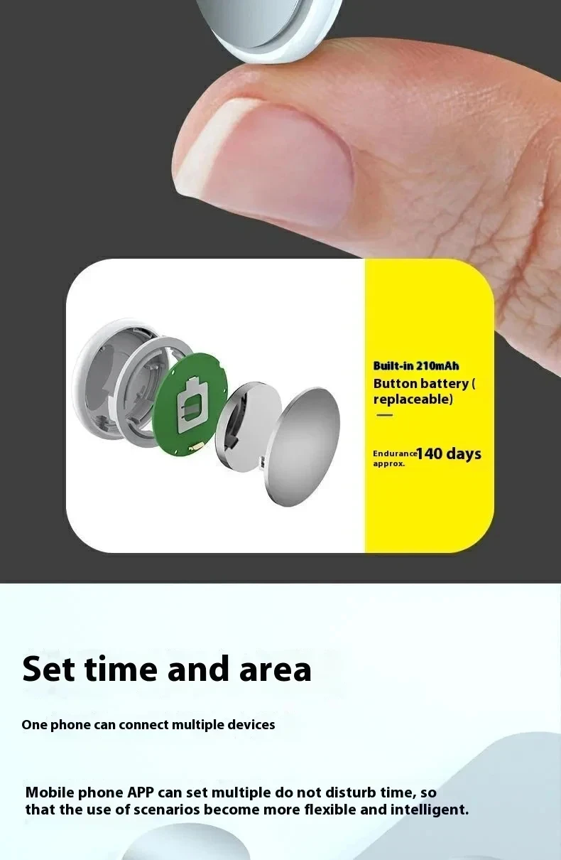 Lenovo New Bluetooth Smart GPS Tracker Anti-Lost Reminder Device Elderly Kid Bags Finder Air Tag Apple Android Tracking Locator