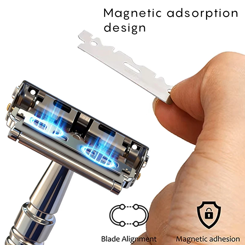Whityle 22T Second Generation Safety Razor Advanced Double Shaving System Shaver for Man with Glide Roller Shave M5 Head Design