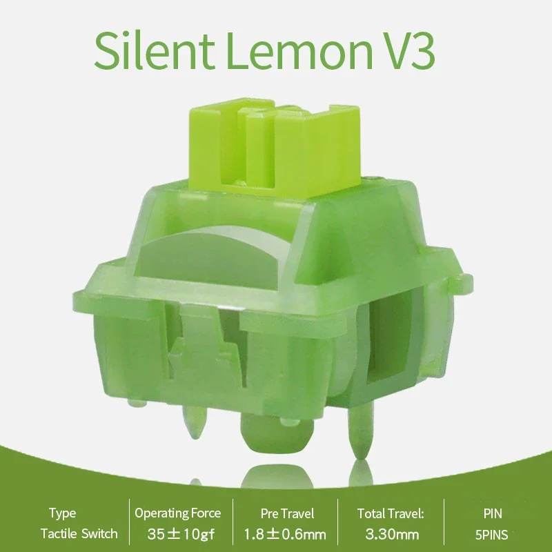 Outemu Silent Peach V3 Switch Lubed Silent Lemon V3 Switches Mechanical Keyboard Linear Tactile 5Pin Hot Swap Pre Lubed POM
