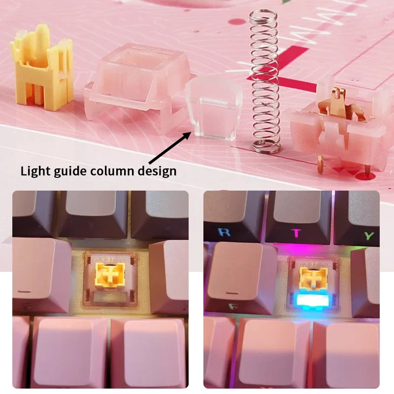 Outemu Silent Peach V3 Switch Lubed Silent Lemon V3 Switches Mechanical Keyboard Linear Tactile 5Pin Hot Swap Pre Lubed POM