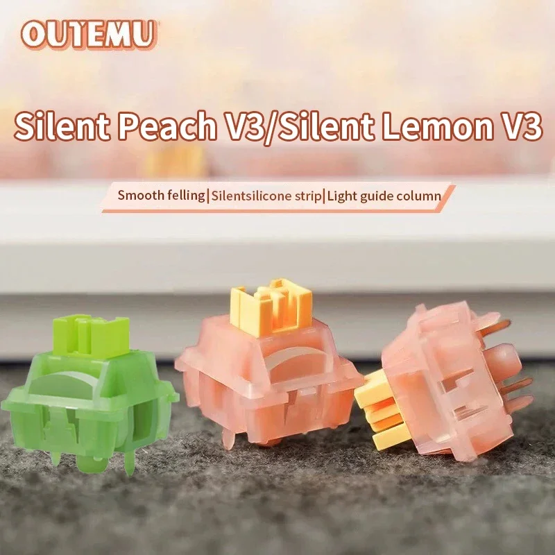 Outemu Silent Peach V3 Switch Lubed Silent Lemon V3 Switches Mechanical Keyboard Linear Tactile 5Pin Hot Swap Pre Lubed POM