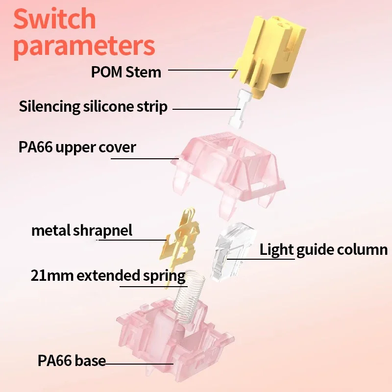 Outemu Silent Peach V3 Switch Lubed Silent Lemon V3 Switches Mechanical Keyboard Linear Tactile 5Pin Hot Swap Pre Lubed POM