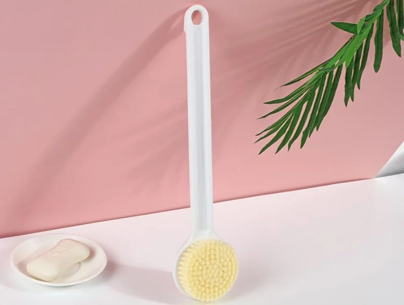 Long Handle Back Scrubber Bath Brush Soft Bristle Exfoliating Shower Brush with Hanging Hole Body Cleansing Tool for Bathroom