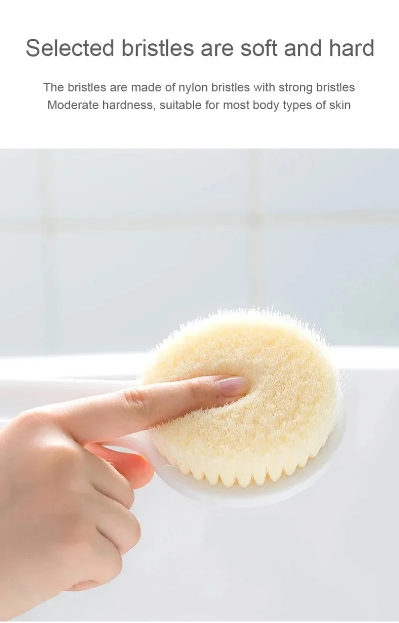Long Handle Back Scrubber Bath Brush Soft Bristle Exfoliating Shower Brush with Hanging Hole Body Cleansing Tool for Bathroom