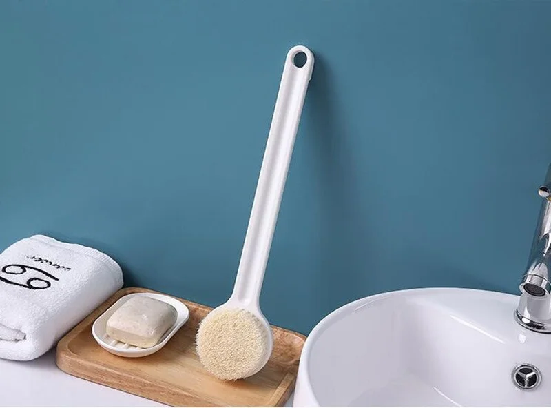 Long Handle Back Scrubber Bath Brush Soft Bristle Exfoliating Shower Brush with Hanging Hole Body Cleansing Tool for Bathroom
