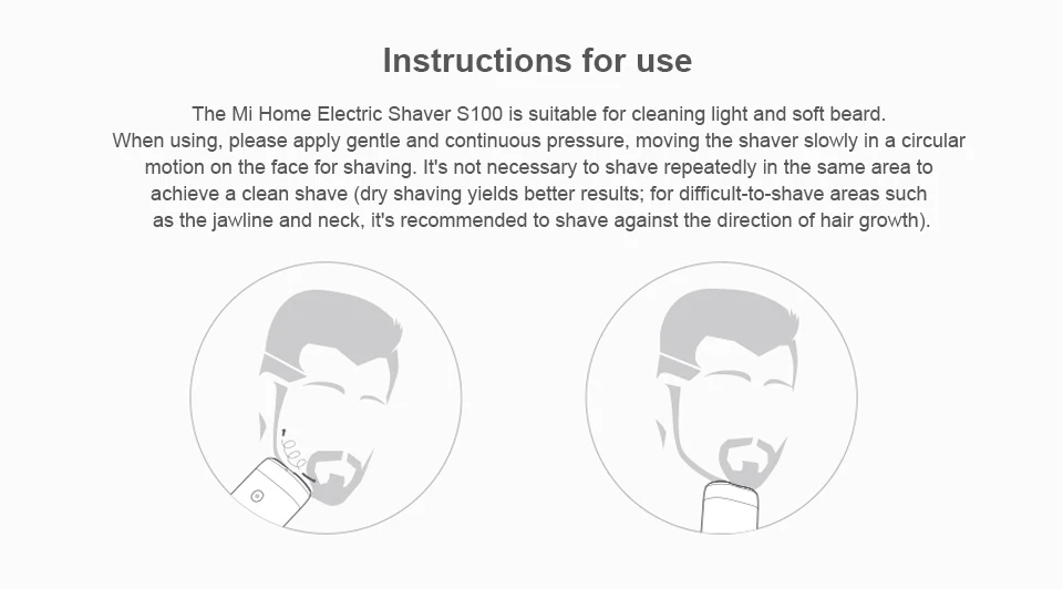 NEW MIJIA Electric Shaver S100 IPX7 Waterproof 7200RPM Dual Floating Head Wet/Dry Shaving Type-C Fast Charge 90min USB Razor -CN