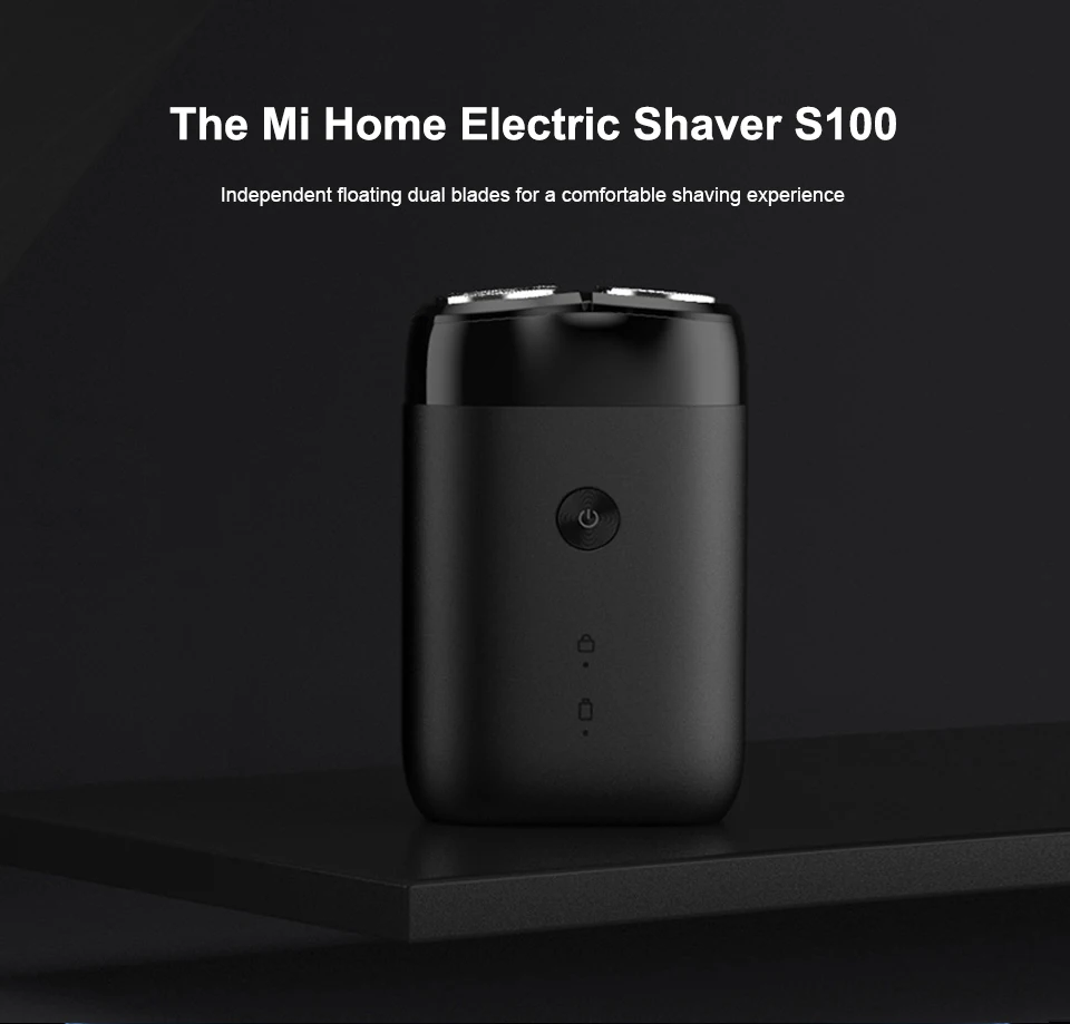 NEW MIJIA Electric Shaver S100 IPX7 Waterproof 7200RPM Dual Floating Head Wet/Dry Shaving Type-C Fast Charge 90min USB Razor -CN