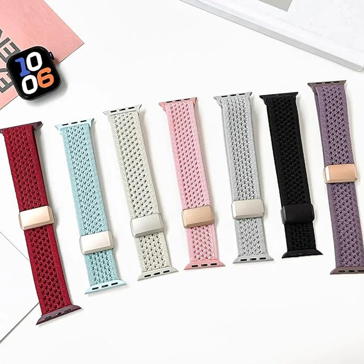 Nylon Magnetic Band for Apple Watch 45mm 41 44 40mm Series 12 11 10 46 42mm Soft Bracelet for IWatch Ultra4 49mm 9 7 8 6 5 Strap