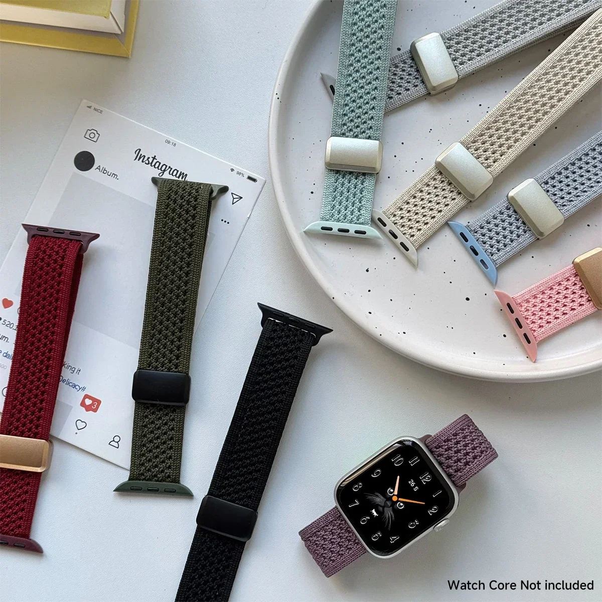 Nylon Magnetic Band for Apple Watch 45mm 41 44 40mm Series 12 11 10 46 42mm Soft Bracelet for IWatch Ultra4 49mm 9 7 8 6 5 Strap