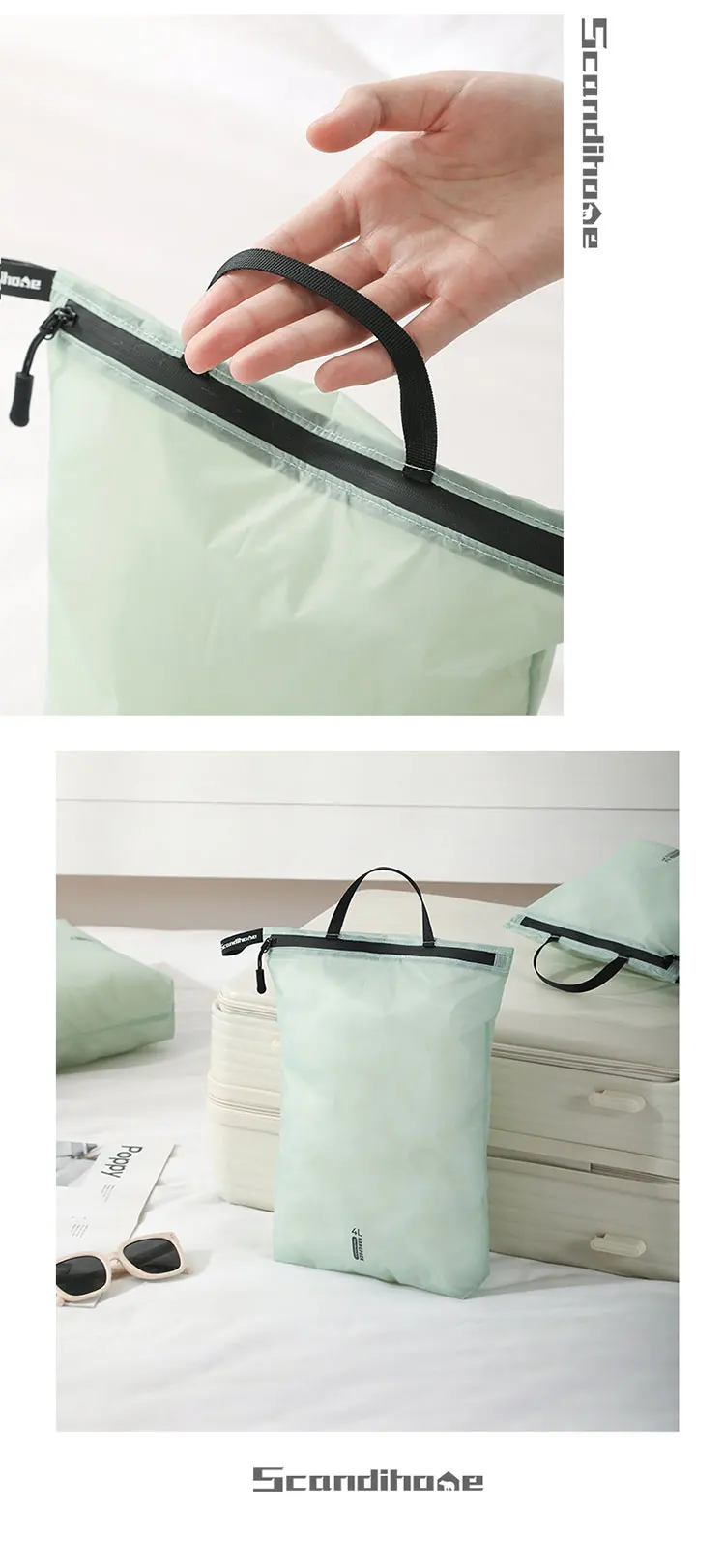 Waterproof Storage Pouch with Zipper Handle for Clothes Shoes Accessories Portable Organizer for Travel Sports Hiking