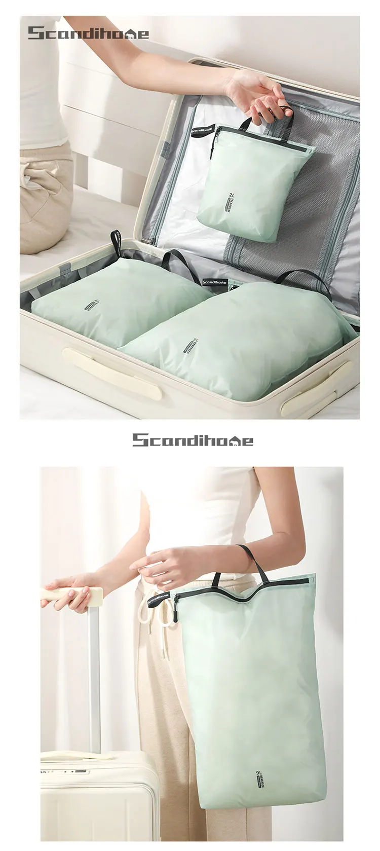 Waterproof Storage Pouch with Zipper Handle for Clothes Shoes Accessories Portable Organizer for Travel Sports Hiking