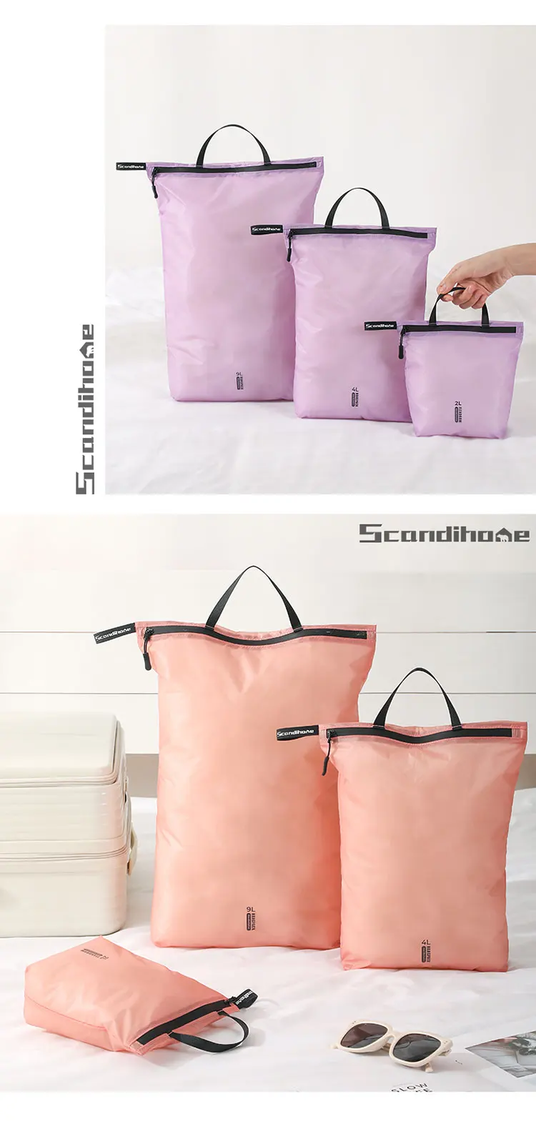 Waterproof Storage Pouch with Zipper Handle for Clothes Shoes Accessories Portable Organizer for Travel Sports Hiking