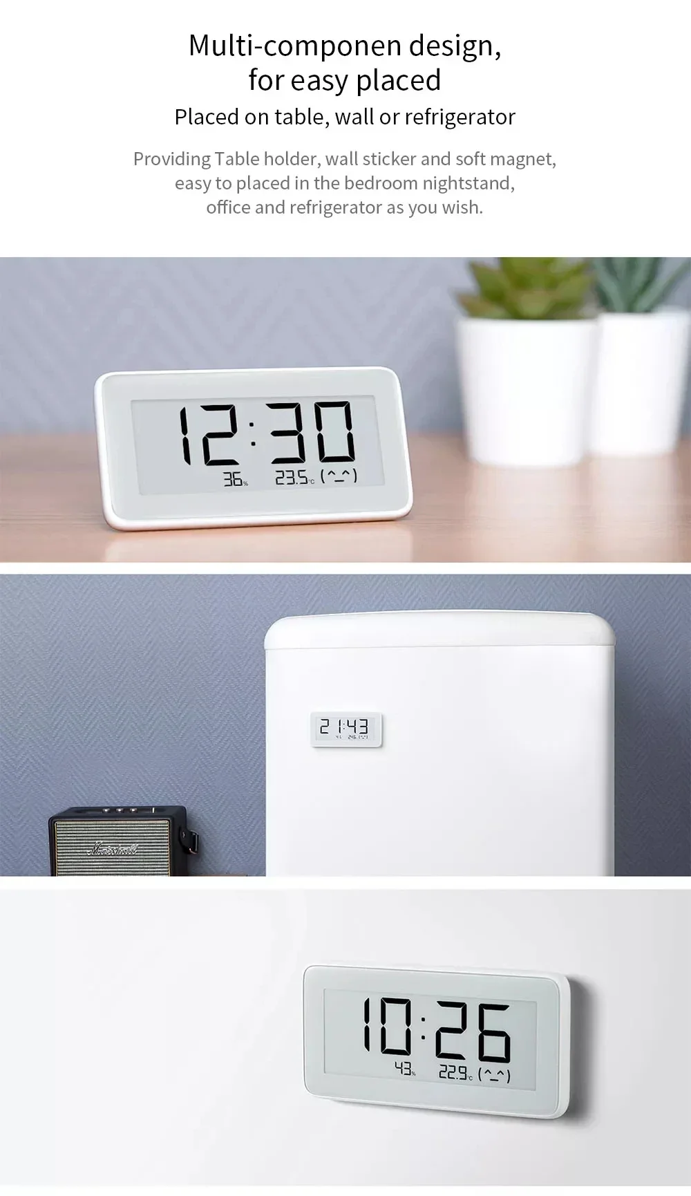 Xiaomi Mijia BT4.0 Wireless Smart Digital Clock Hygrometer Thermometer E-link Indoor Outdoor