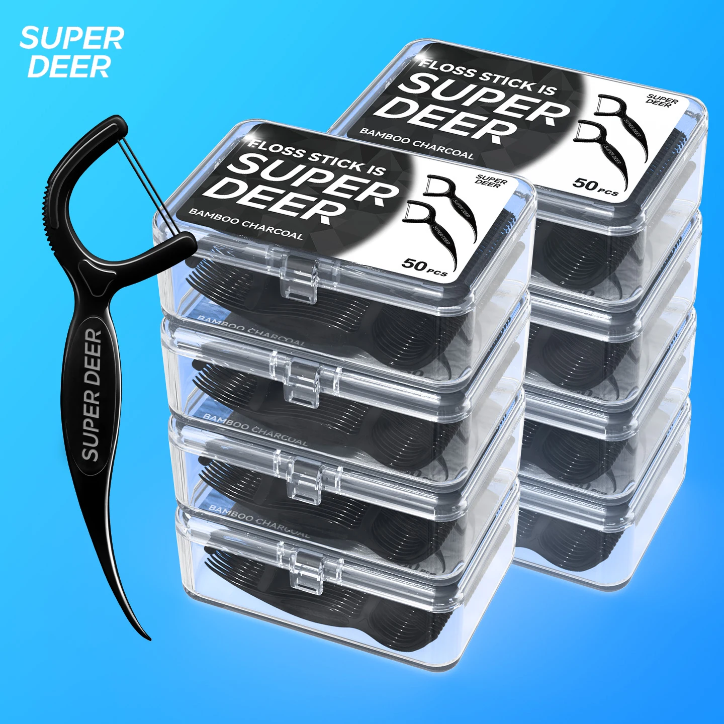 1000/600/300/150/50PCS - Ultra Fine Bamboo Charcoal Dental Floss Stick - Clean the Gaps Between Teeth - Oral Care Tool