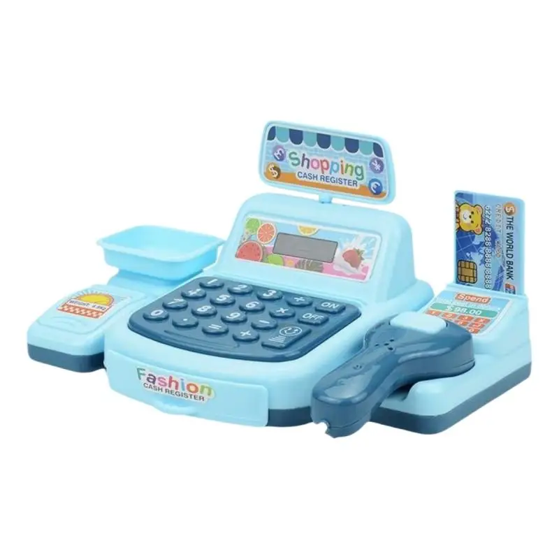 1set Interactive Kids Cash Register Machine Toy with Working Scanner Shopping Cart Play Money Set Play Gift for Children