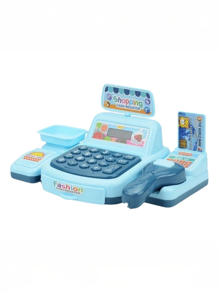 1set Interactive Kids Cash Register Machine Toy with Working Scanner Shopping Cart Play Money Set Play Gift for Children