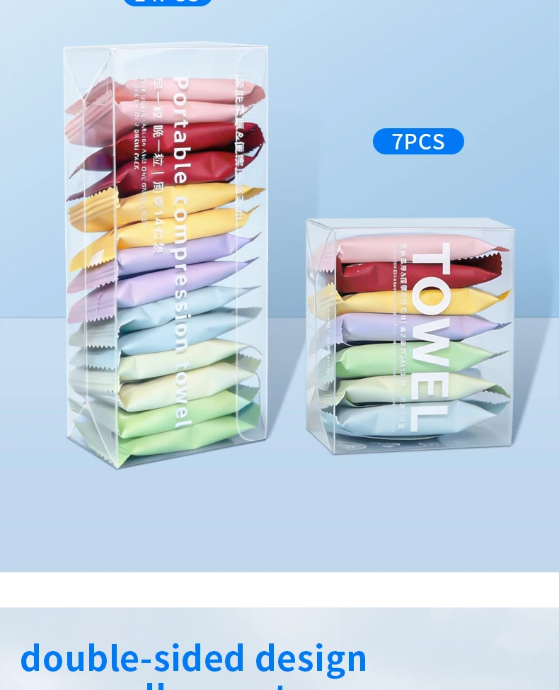 7/14pcs Disposable Portable Travel Towels Thickened Compressed Face Cleansing Beauty Square Washcloths for On-the-Go Hygiene