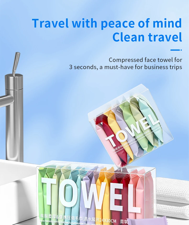 7/14pcs Disposable Portable Travel Towels Thickened Compressed Face Cleansing Beauty Square Washcloths for On-the-Go Hygiene