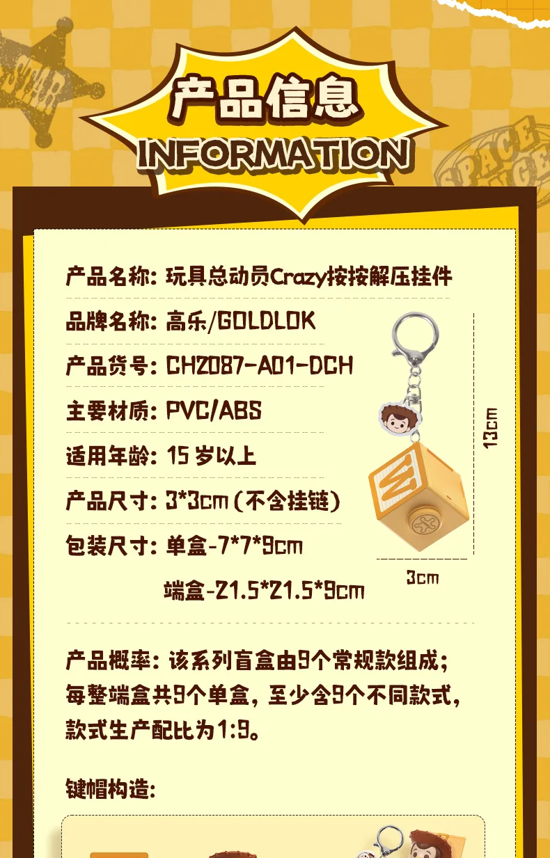 TOPTOY Toy Story Crazy Keychain - Blind Box Collectible Figure Keycaps, Stress Relief Toy Gift