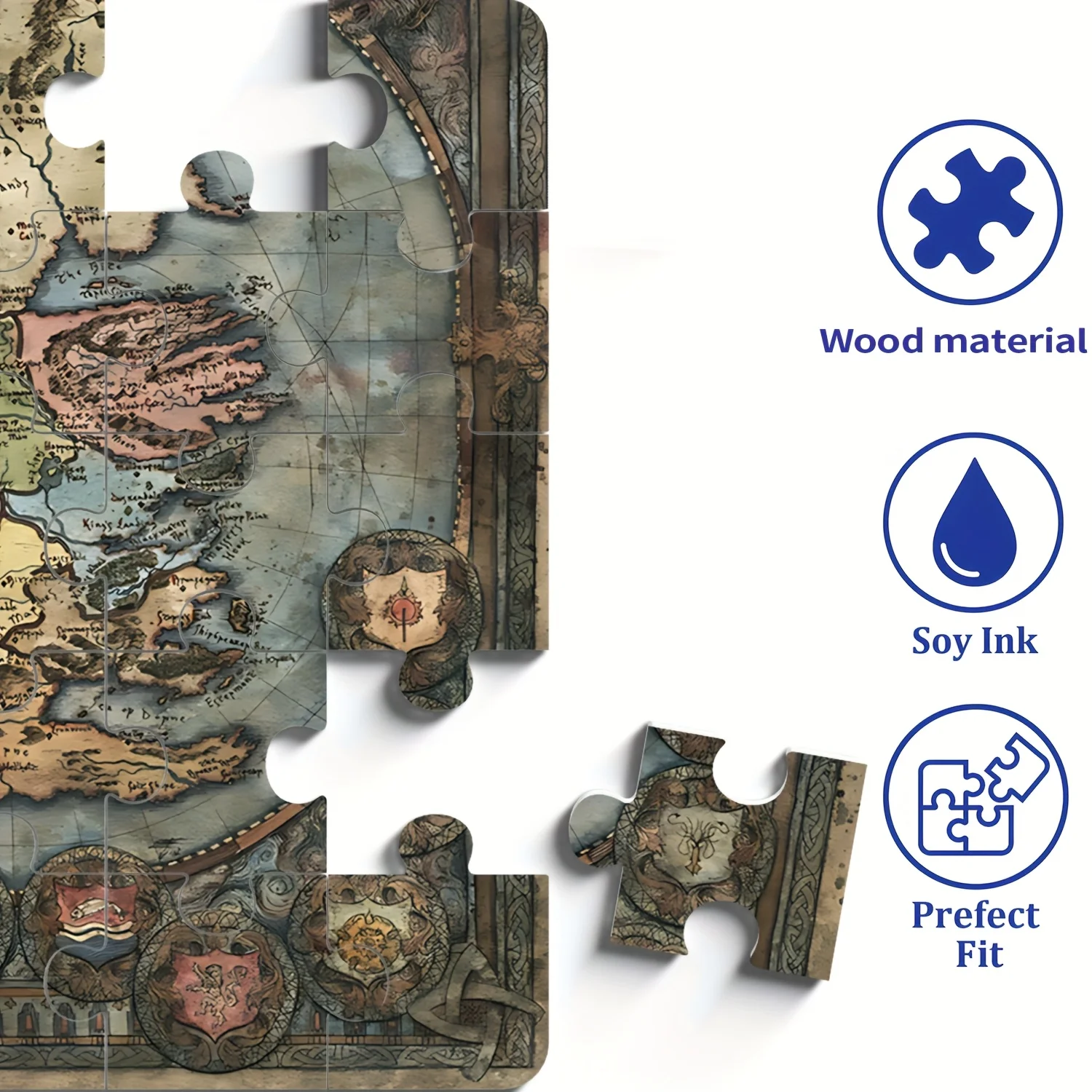 A Puzzle Featuring a Seamless Map of Westeros, Perfect for Puzzle Enthusiasts. Ideal for Family Events Such As Halloween, Chr