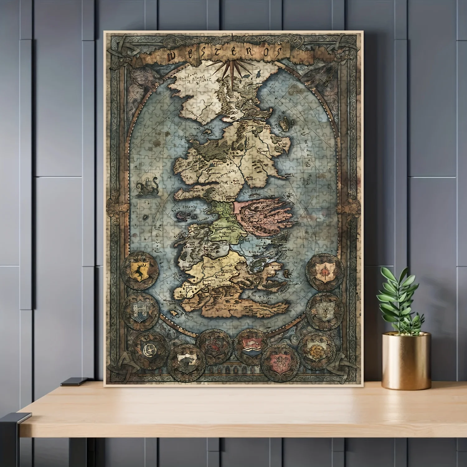 A Puzzle Featuring a Seamless Map of Westeros, Perfect for Puzzle Enthusiasts. Ideal for Family Events Such As Halloween, Chr