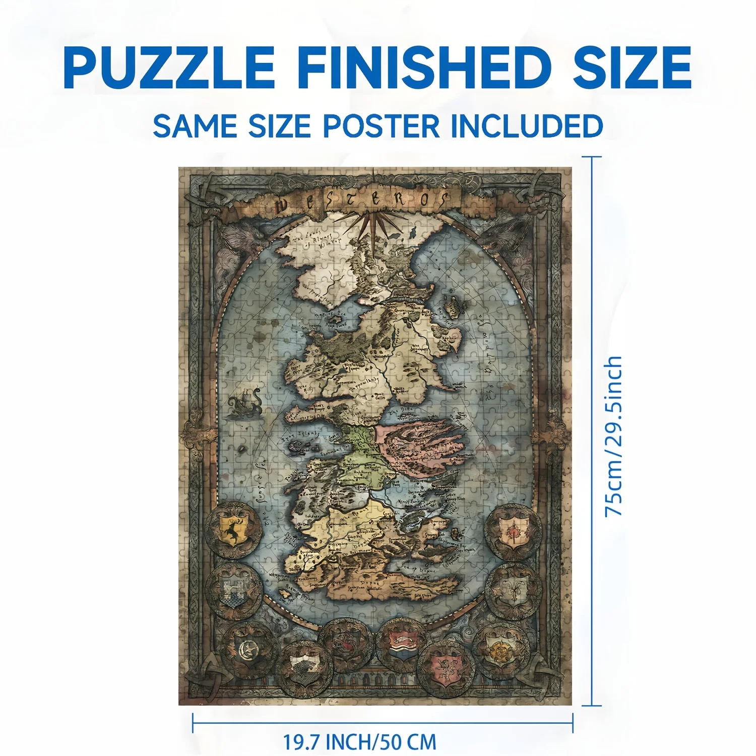A Puzzle Featuring a Seamless Map of Westeros, Perfect for Puzzle Enthusiasts. Ideal for Family Events Such As Halloween, Chr