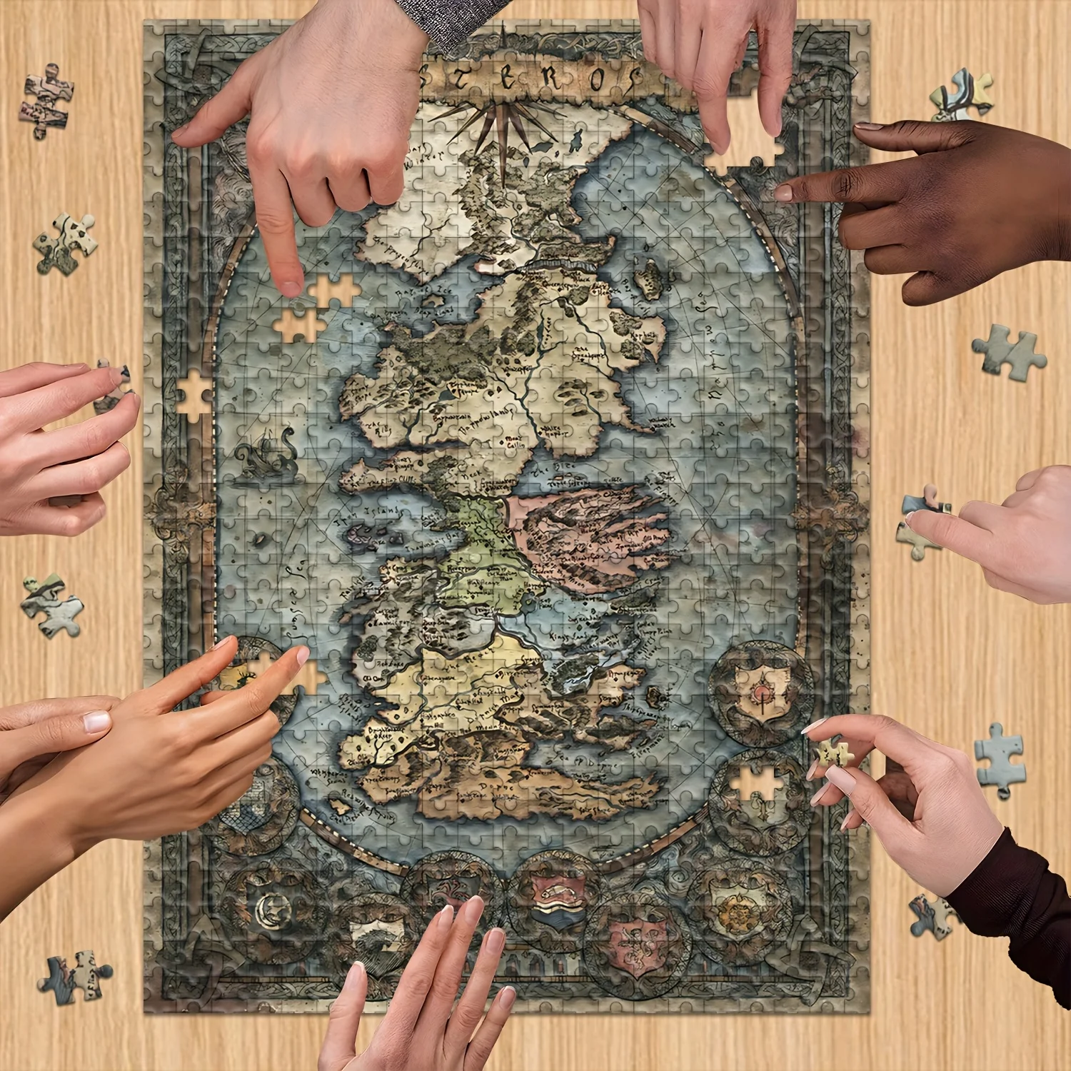 A Puzzle Featuring a Seamless Map of Westeros, Perfect for Puzzle Enthusiasts. Ideal for Family Events Such As Halloween, Chr