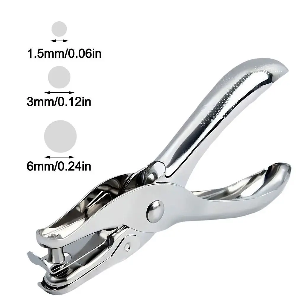 Metal Perler Beads Hole Punch Heart Circle Shape Handle Embossing Punch 1.5/3/6mm Single Hole DIY Hole Punch Binding Stationery