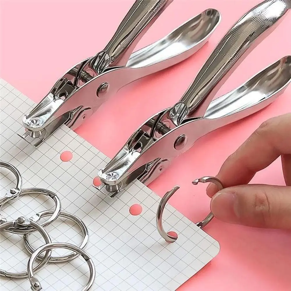 Metal Perler Beads Hole Punch Heart Circle Shape Handle Embossing Punch 1.5/3/6mm Single Hole DIY Hole Punch Binding Stationery