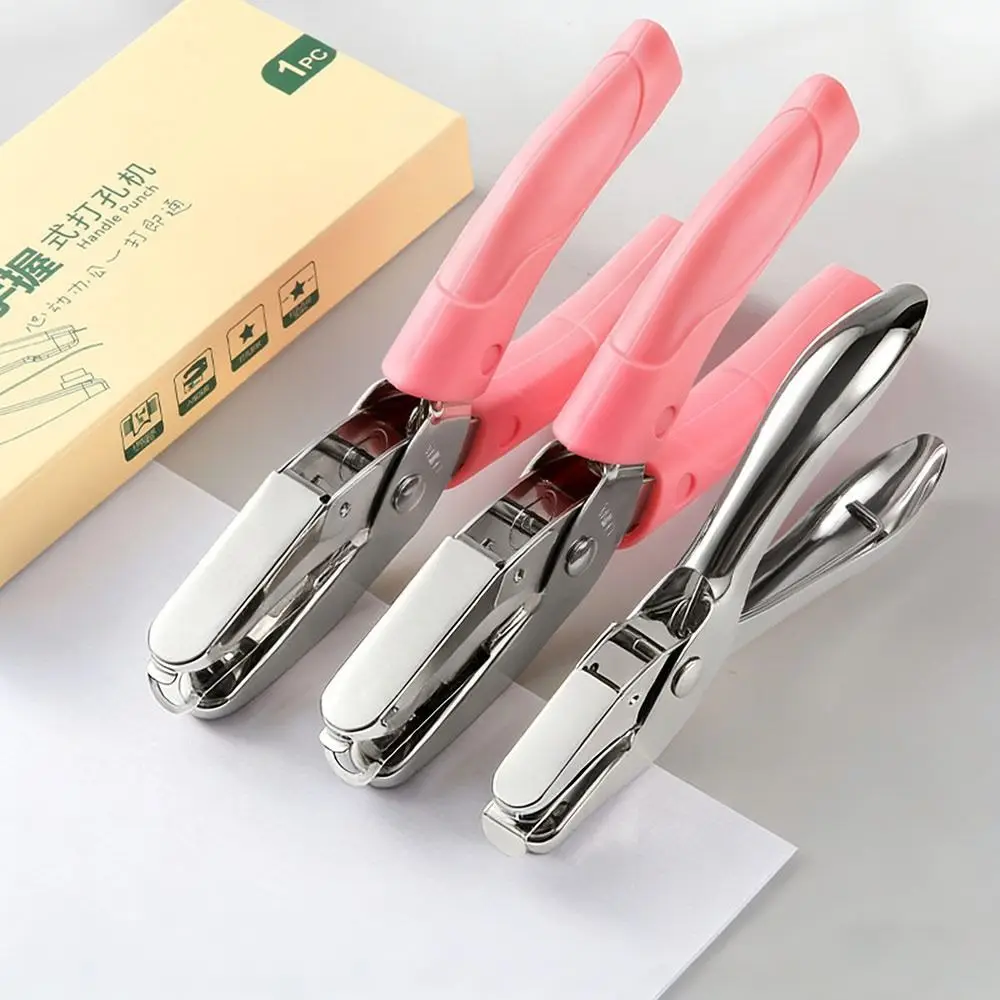 Metal Perler Beads Hole Punch Heart Circle Shape Handle Embossing Punch 1.5/3/6mm Single Hole DIY Hole Punch Binding Stationery