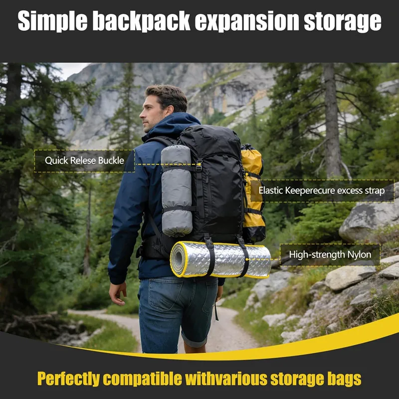 2Pcs Tactical Molle Backpack Straps Lengthen Adjustable Fastening Strap Molle Pack Buckle Straps Outdoor Backpack Accessories