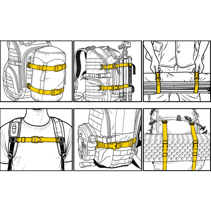 2Pcs Tactical Molle Backpack Straps Lengthen Adjustable Fastening Strap Molle Pack Buckle Straps Outdoor Backpack Accessories