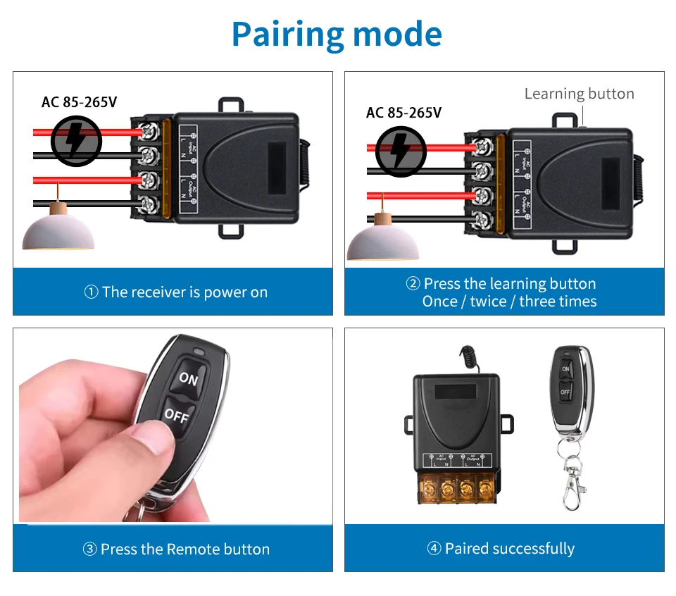 RF433Mhz 30A Wireless Remote Control On OFF Switch AC 75-220V DC 9-72V Transmitter For Water Pump Motor LED Electric Appliance