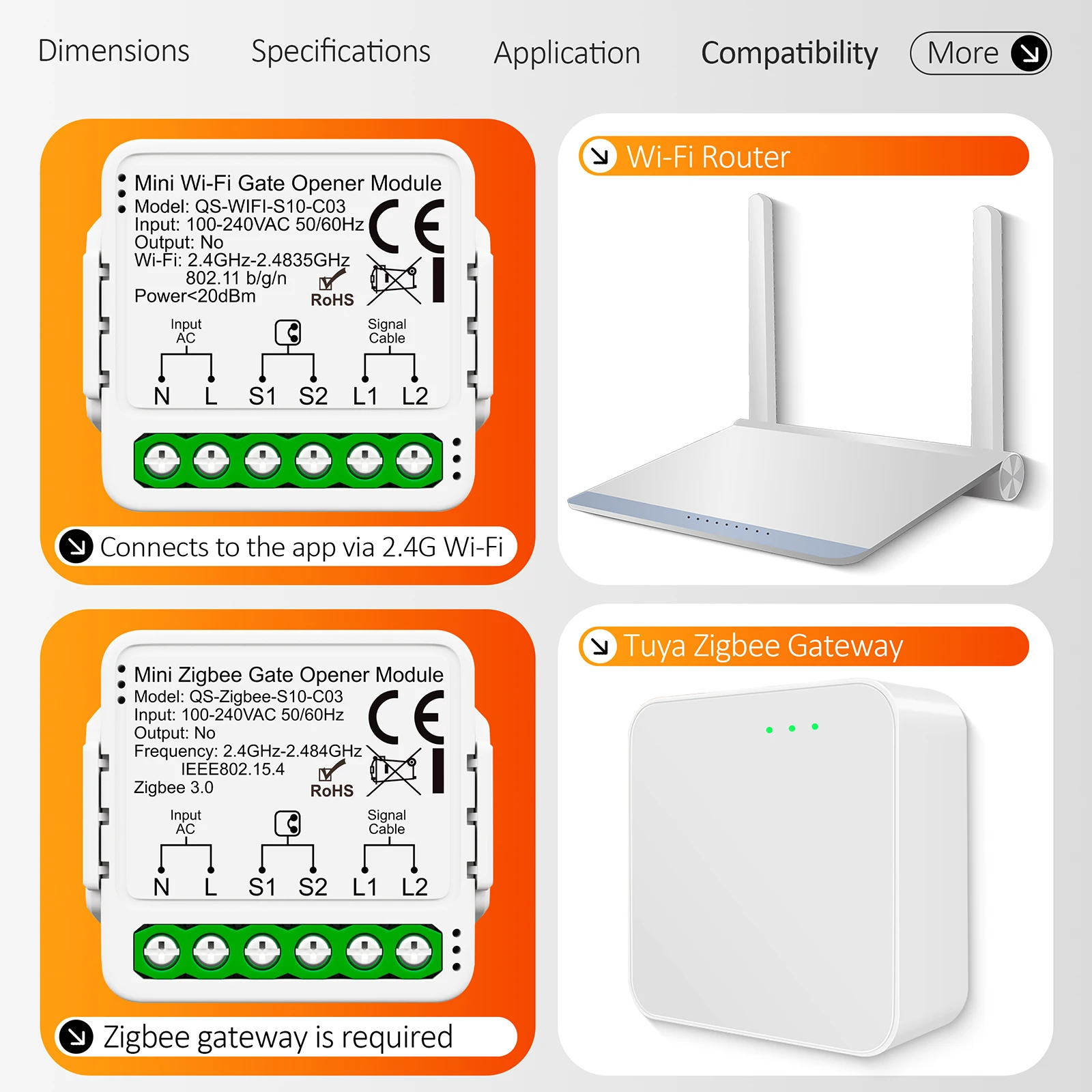 Tuya 16A Mini Wifi Zigbee Smart Gate Controller Remote, Timer and Voice Control, Works With Alexa Google Home Assistant