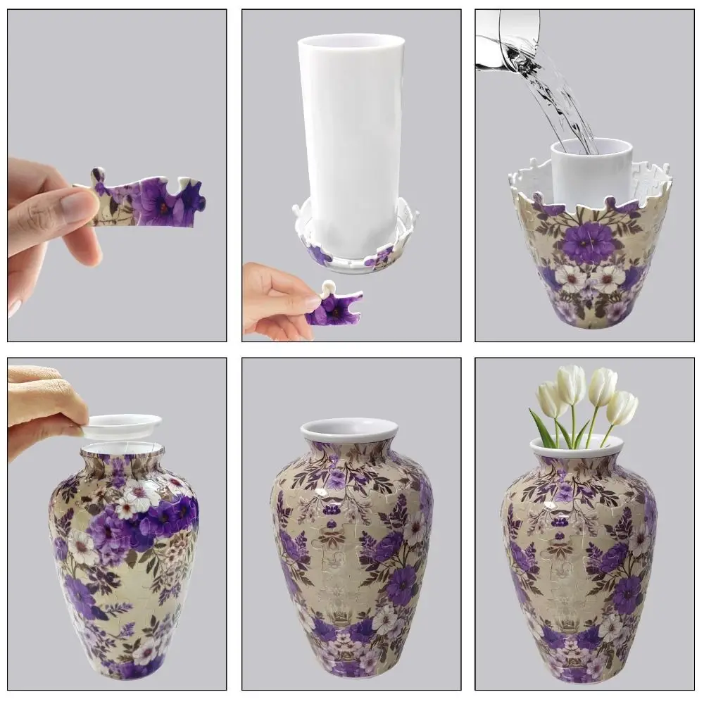 Creative 3D Puzzle Vase Waterproof Artistic Flower Vase Jigsaw Arrange Flowers Building Block Flower Arrangement Vase
