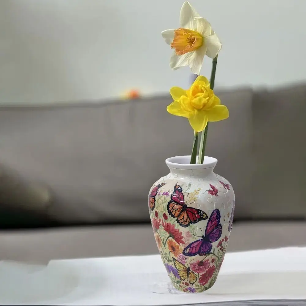 Creative 3D Puzzle Vase Waterproof Artistic Flower Vase Jigsaw Arrange Flowers Building Block Flower Arrangement Vase