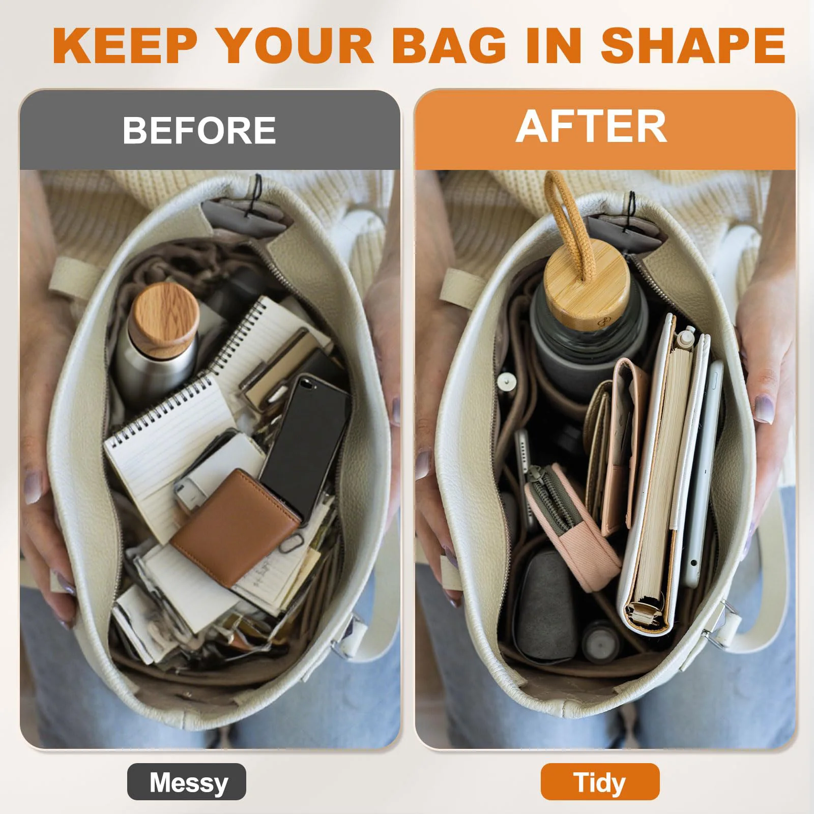 Felt Insert Bag Fits For Longchamp Handbag Liner Bag Felt Cloth Makeup Bag Support Travel Portable Insert Purse Organizer