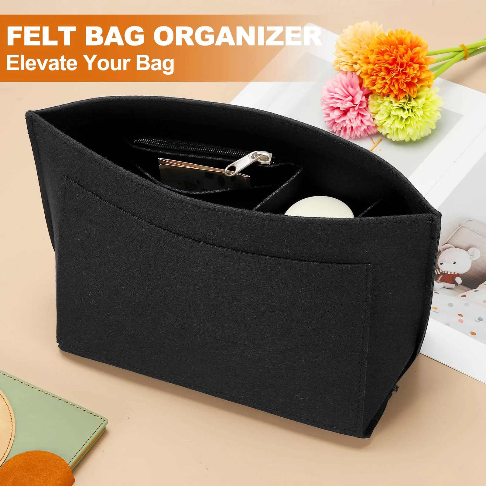 Felt Insert Bag Fits For Longchamp Handbag Liner Bag Felt Cloth Makeup Bag Support Travel Portable Insert Purse Organizer