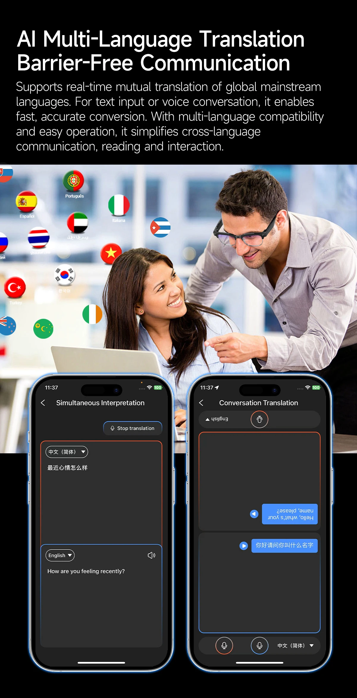 2026 New AIl Smart Glasses 4K 8MP HD Camera Video 1080P 100+ LanguagesTranslation WiFi Sunglasses Bluetooth Call Music Men Women