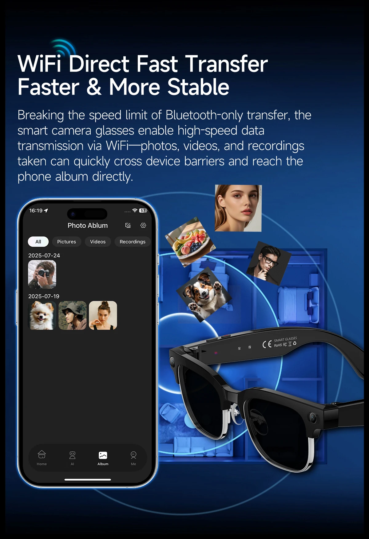 2026 New AIl Smart Glasses 4K 8MP HD Camera Video 1080P 100+ LanguagesTranslation WiFi Sunglasses Bluetooth Call Music Men Women