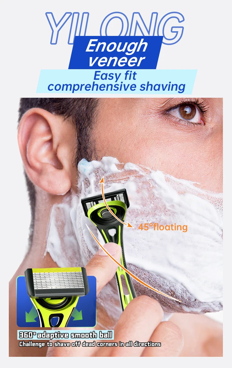 Classic Manual Razor Set: Men's Daily Facial Care, 10-Layer Stainless Steel Razor, Smooth Shave, 1 Handle + 4 Blades, Great Value Offer